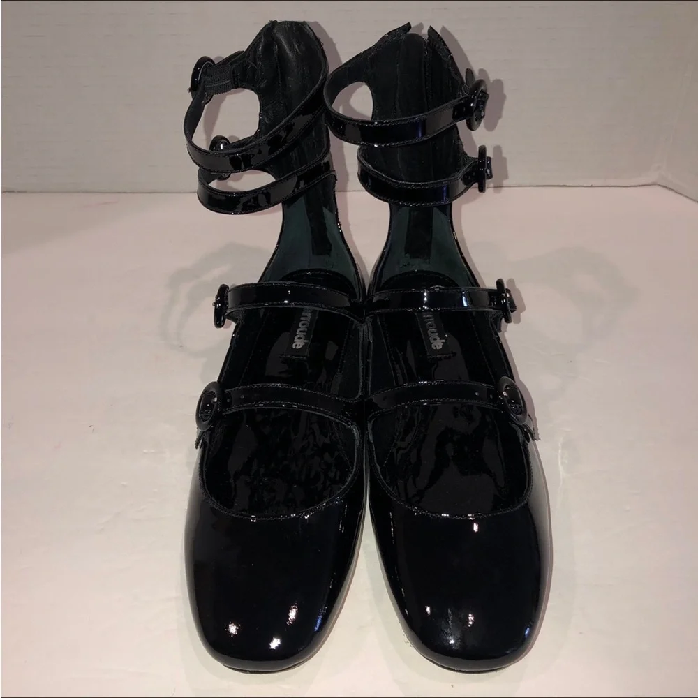 New Larroude Alexa Black Patent Leather Ballet Flats Shoes 6.5
